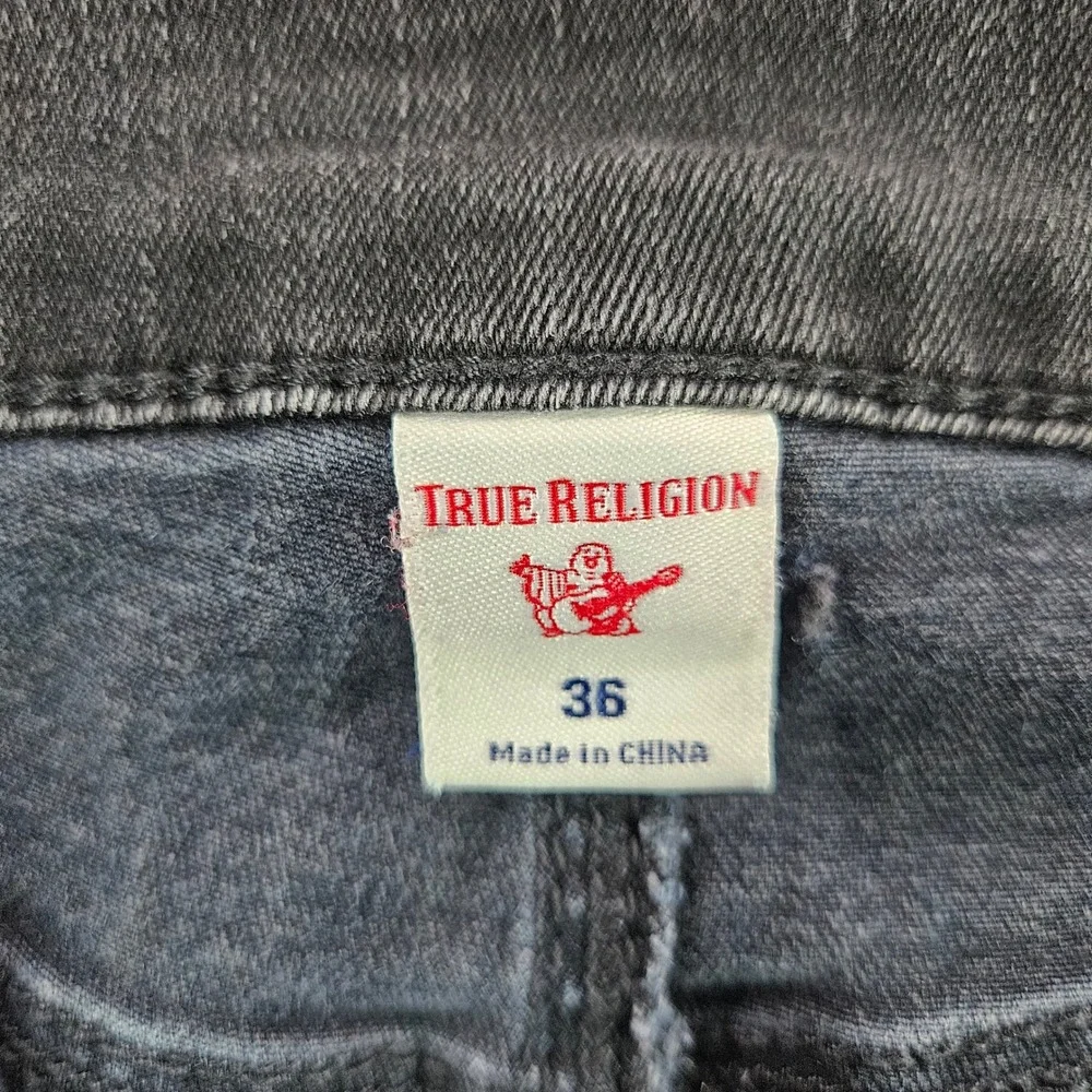 True Religion Rocco Relaxed Skinny Moto Jeans Blue Black 36x33